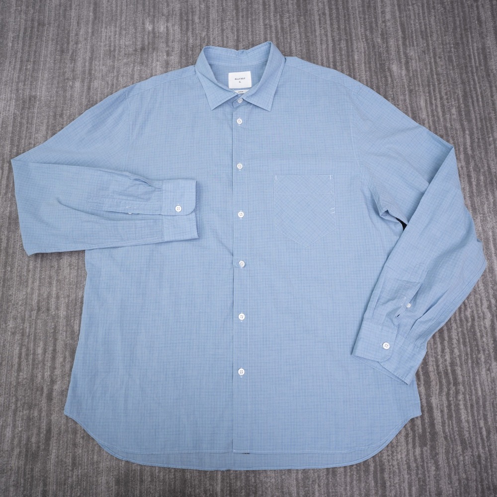Billy Reid Button UP Shirt Mens XL Blue Excellent Long Sleeve Cotton Standard